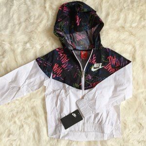 🆕 Nike Kids White Black Hoodie Jacket Girls 6X